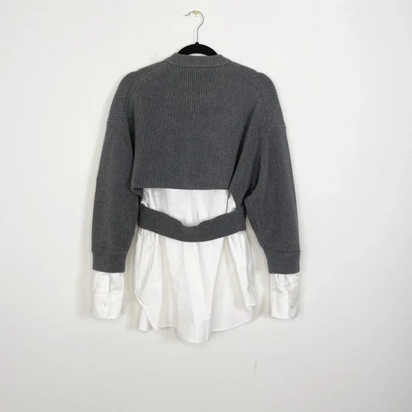 Alexander Wang Bilayer Crew Neck Oxford Cardian Sweater - Picture 7 of 11